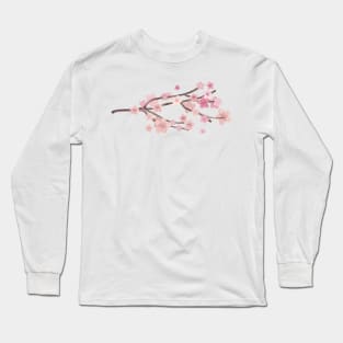 Pink Cherry Blossom Branch Long Sleeve T-Shirt